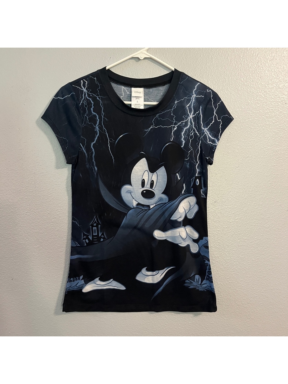 Disney Mickey Vampire Halloween Shirt Women M 7/9 Jerry Leigh All Over Print